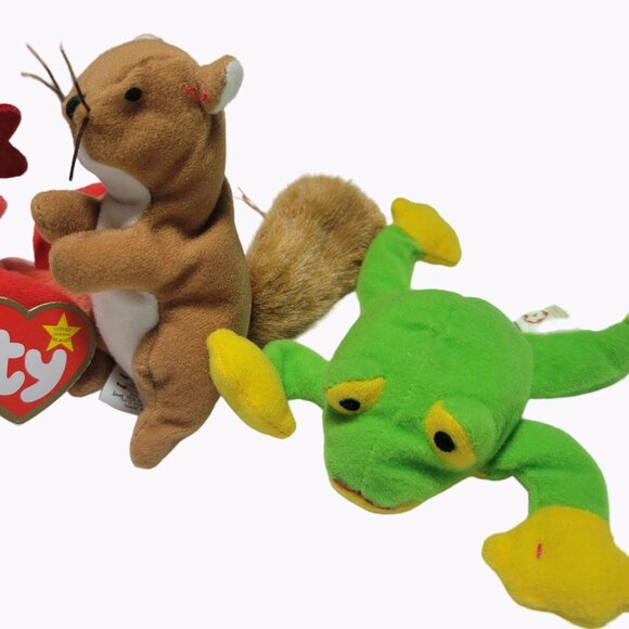 TY Teenie Beanie Babies Steg Strut Smoochy Nuts Plush Lot 4 Stuffed Animal Toys - Picture 3 of 8
